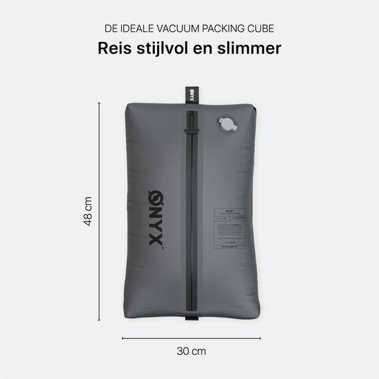 ONYX Aircube™ Vacuum Packing Cube - 1 pièce - Comprend une pompe de compression sans fil - Pour les valises et les sacs - Organisateur de valises - Compression des bagages et des sacs à dos - Gris