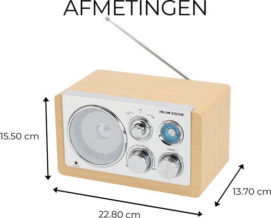 Denver Radio FM portable - Rétro - Fonctionne sur piles ou secteur - Radio de cuisine - AM - FM - TR63 - Bois
