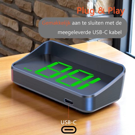 Tech Essentials Automatic - GPS Speedometer Car HUD - USB-C - Green - Head Up Displays - Plug and Play