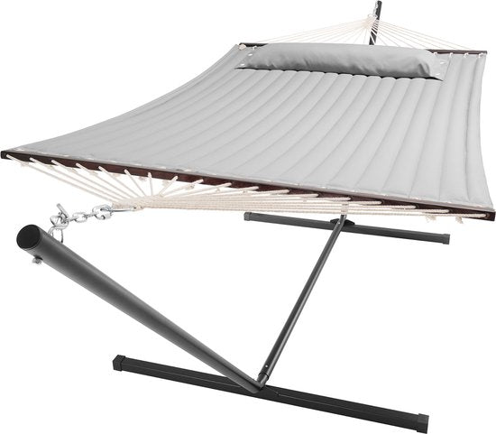 Juskys Hamac Cata - Light Grey - Base et coussin inclus