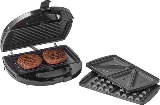 Tomado TGM2000B - Multigrill 3 en 1 - Avec plaques à sandwich et à gaufres - 750 watts - Noir