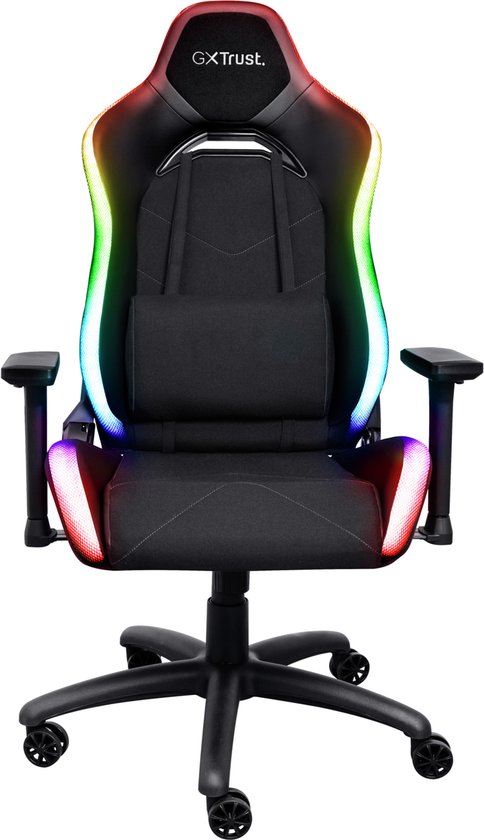 Trust GXT 719 Ruya RGB - Chaise de jeu avec éclairage RGB - Chaise de jeu réglable - Ergonomique - Chaise de bureau - Chaise de jeu - Noir