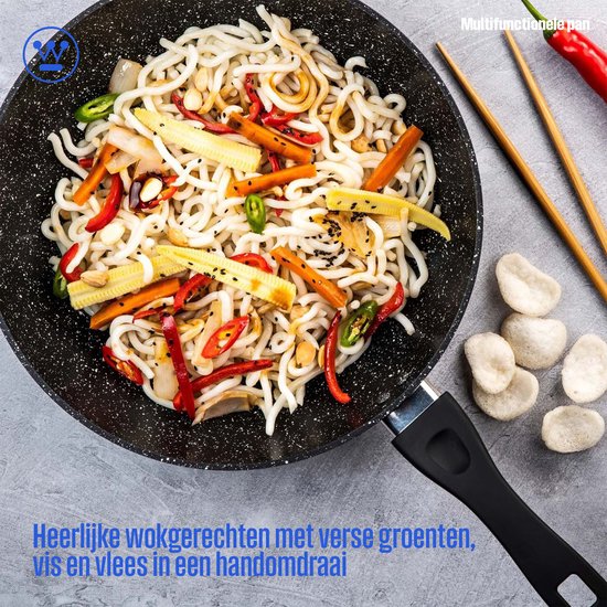 Wok Westinghouse - Ø 32 cm - Induction - Couvercle inclus - Marbre noir