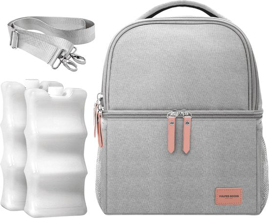 Vulpes Goods® BabyCare - Sac de refroidissement de luxe avec éléments de refroidissement - Sac de pompage pour le voyage - 4en1 - Lait maternel jusqu'à 12 heures au frais - Sac de refroidissement pour le pompage - Sac de refroidissement pour le lait mater