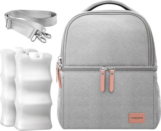 Vulpes Goods® BabyCare - Sac de refroidissement de luxe avec éléments de refroidissement - Sac de pompage pour le voyage - 4en1 - Lait maternel jusqu'à 12 heures au frais - Sac de refroidissement pour le pompage - Sac de refroidissement pour le lait mater