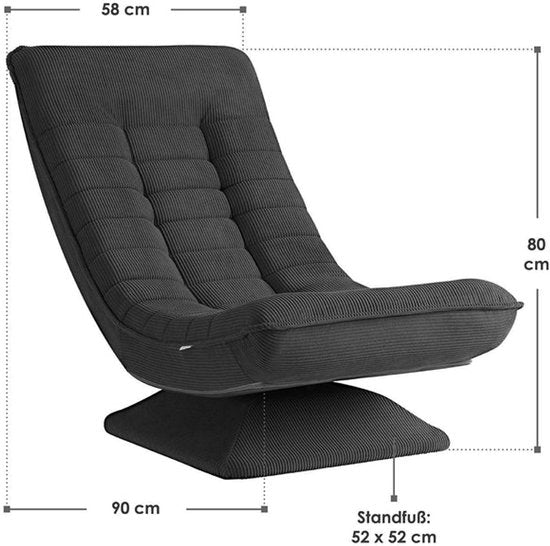 Fauteuil relax / Recliner Corsica - Velours côtelé - Gris foncé