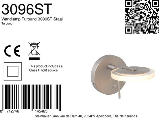 Steinhauer Turound Wall Light 10w 2700K 1 lumière verre clair