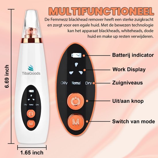 TibaGoods Premium Blackhead Remover I Pore Cleaner with 6 Attachments Remove blackheads | Acne | Comedone Spoons | Skin Care