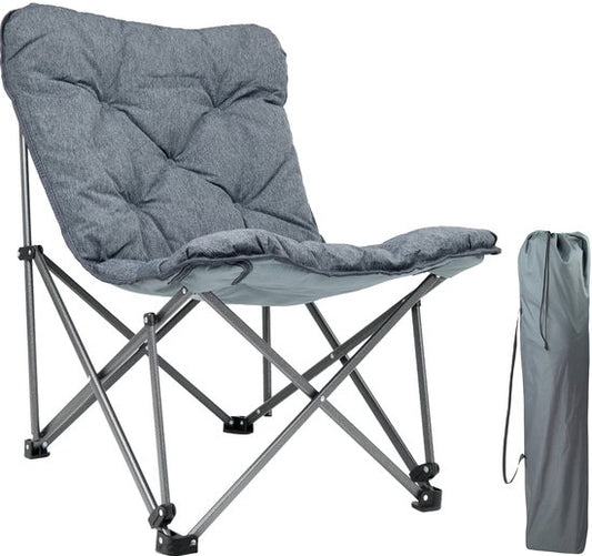 TRVLMORE Chaise de camping - Pliable - Sac de transport inclus - Chaise de camping - Chaise papillon - Capacité de charge 136 kg - Gris