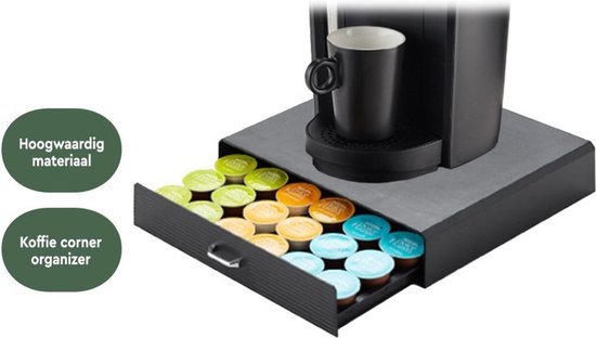 BRASQ Porte-capsules pour capsules Dolce Gusto - Boîte de rangement avec tiroir - 30 tasses - Porte-tasses à café Noir