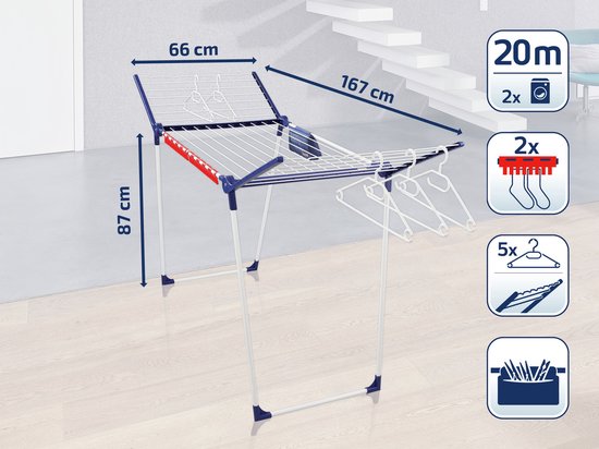 Leifheit étendoir à linge Pegasus 200 - solid comfort - 20 m de longueur de séchage