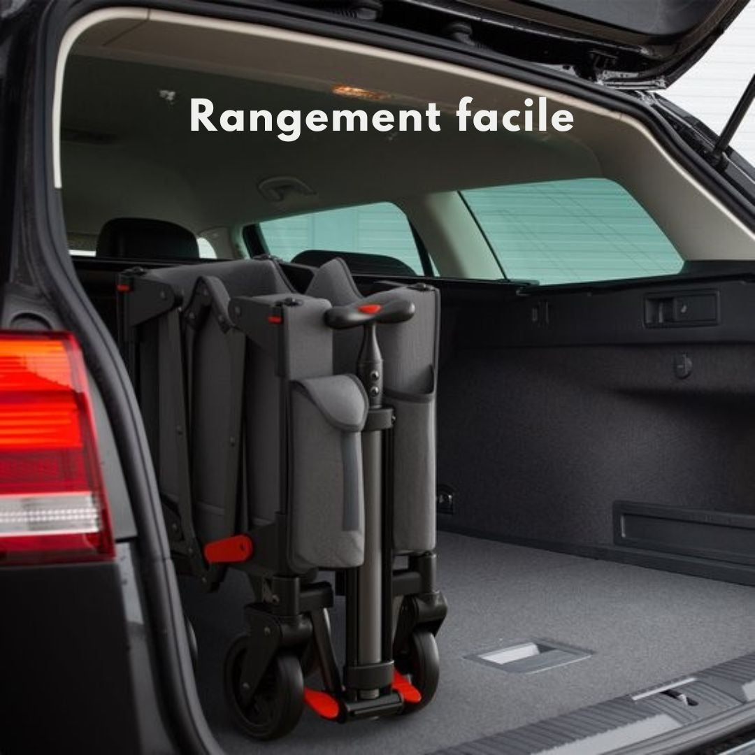 Chariot LifeGoods - pliable - transport d'enfants - avec toit - capacité de charge de 80 kg - chariot de plage - roues pivotantes - gris