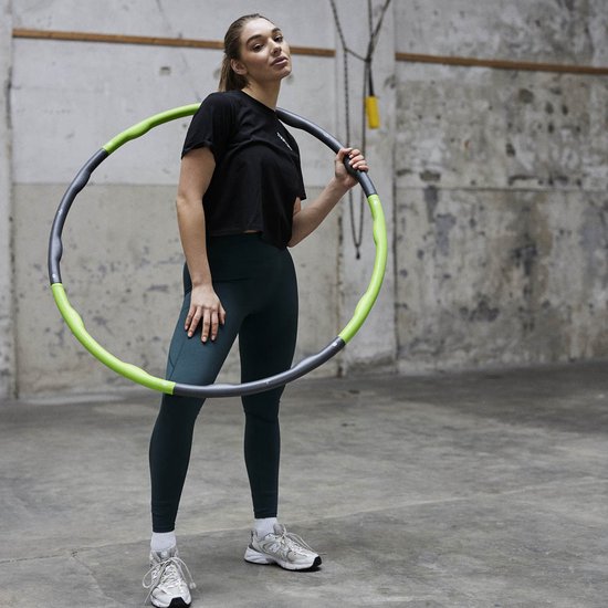 Matchu Sports - Hula hoop fitness - Waist trainer - Hula hoop lesté - Abdominaux - 1,2 KG - Ø 100 cm - Vert / Gris