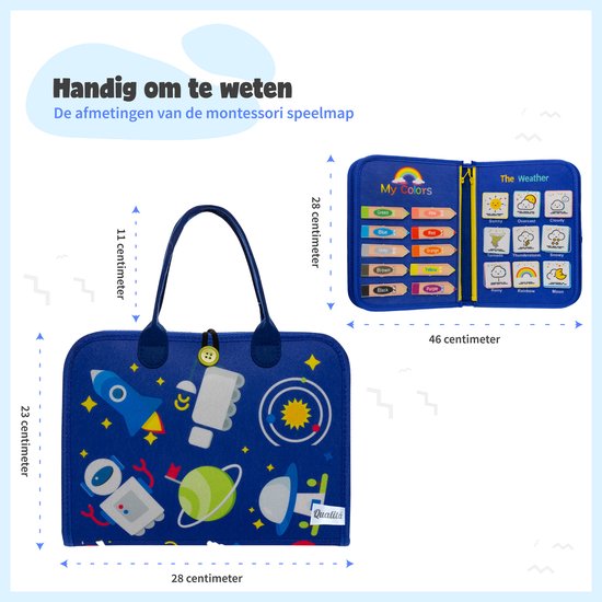 MontiPlay® Montessori Toys - Jouets sensoriels - Tableau d'activités - Tableau d'occupation - Livre d'activités Montessori pour la maison - Educatif - Jouets sensoriels - Bleu