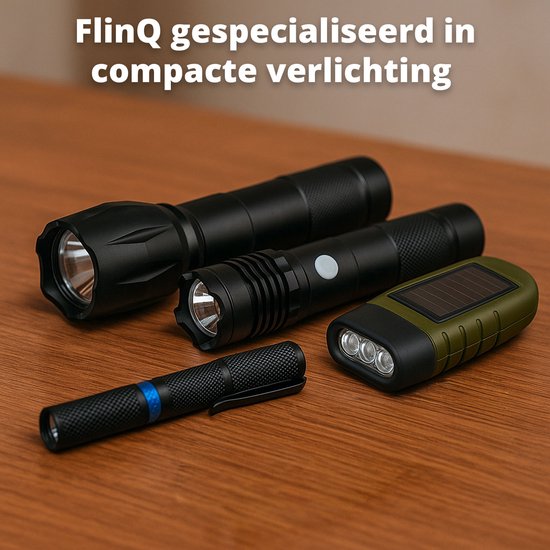 FlinQ Lampe de poche à stylo - Ampoule LED 100 lumens - Alimentation par piles - Lampe de poche résistante à l'eau - Lampe de poche militaire - Idéale pour la trousse d'urgence - Convient aux enfants - Visibilité de 100 mètres - 2 lampes de poche