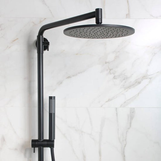 Douche pluie thermostatique Regn avec étagère, noir mat