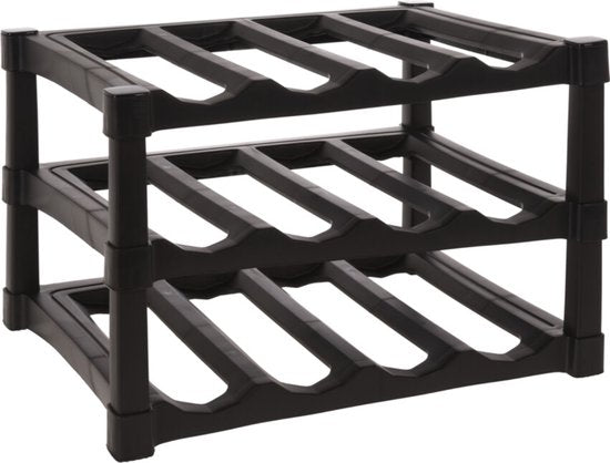 Excellent Houseware Porte-bouteilles - Noir - Plastique - 39 x 30 x 25 cm - pour 12x bouteilles