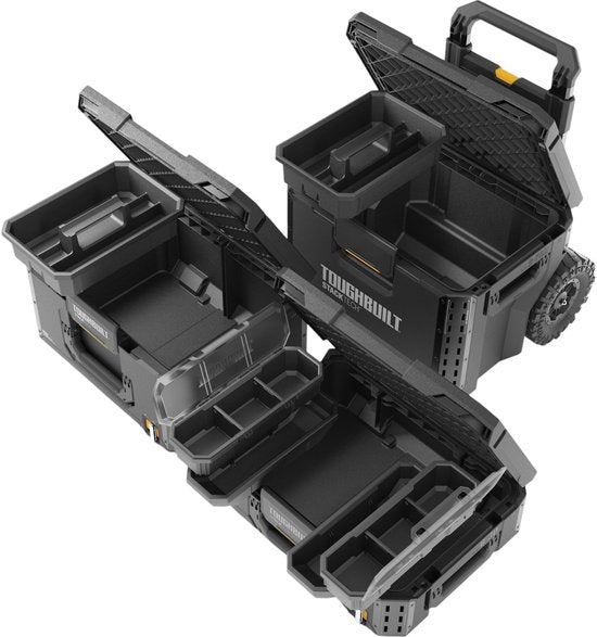 Toughbuilt StackTech Set Tool Box Storage with Wheels 3 pcs ( TB-B1S3-B70R ) IP65 + 2x StackTech Tool Box Black