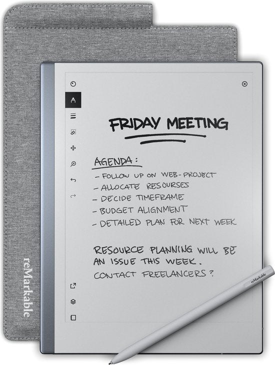 reMarkable - Étui protecteur pour tablette papier - Design fin et avec porte-stylo - Doublure souple - Pour un transport et un stockage sûrs - Polymère gris
