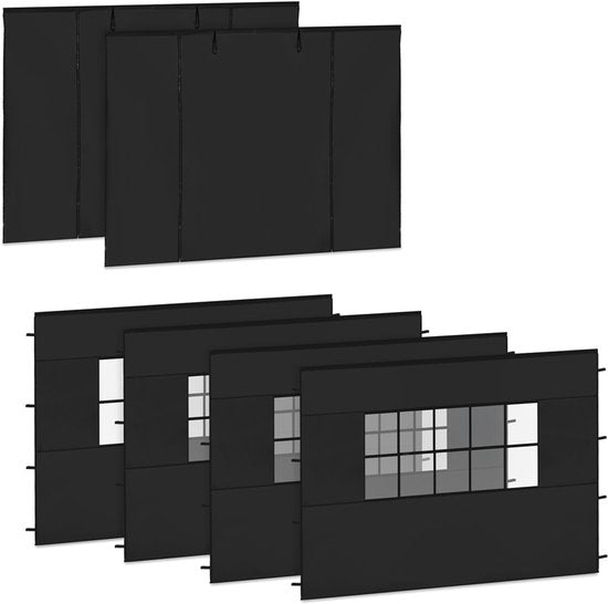 VONROC Sidewalls Set - 6x3M - 6 pieces - Pour 2 x Premium Party Tent PT501XX | Noir