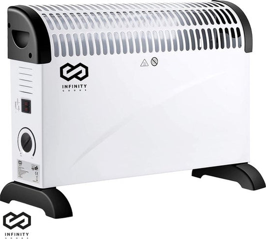 Infinity Goods Radiateur électrique convecteur - 750 / 1500 / 2000W - Thermostat réglable - Radiateur - Protection contre la surchauffe - 35m² - Blanc/Noir