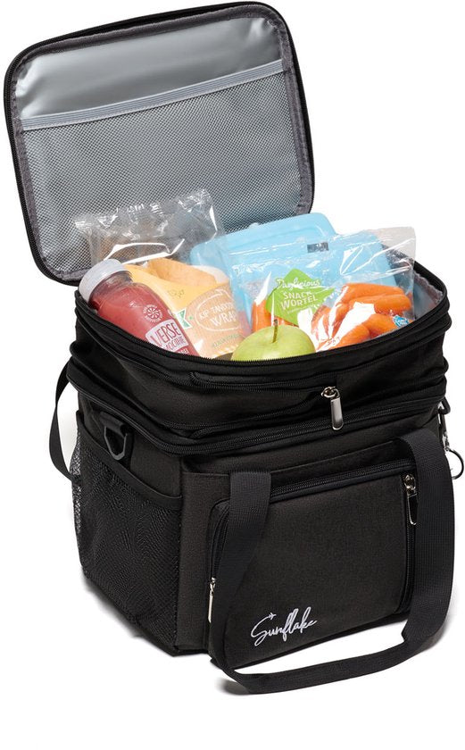 Cool Bag Lunch - Cool Bag Small - 15 Liter Lunch Bag Adult - Lunch Bag for Women & Men - Black - Sunflake