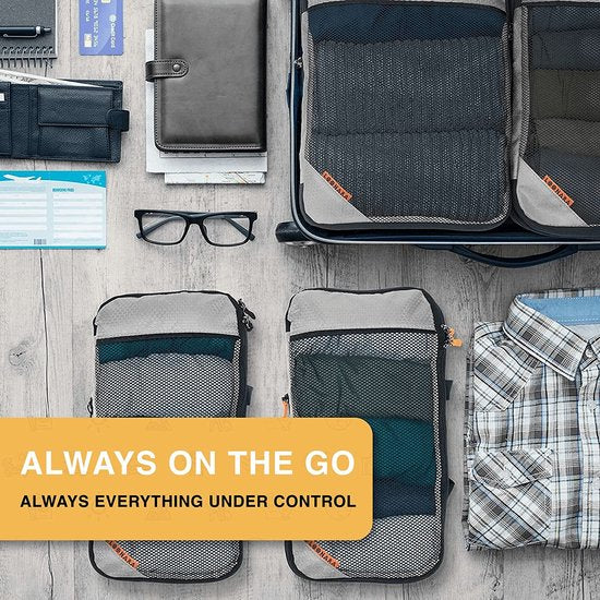 Cubes de compression pour valise et sac à dos avec sac de rangement, gris