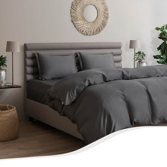 Housse de couette TEMPUR - 200 x 200 cm - Fibres de bambou - Résistante au repassage et au séchage - Confort soyeux et régulation naturelle de la température - Gris Anthracite