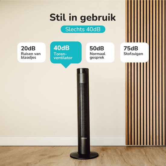 Ventilateur de tour Bloomfold - 38 pouces - Noir - Télécommande - Mode veille - Minuterie 12 heures - Affichage LED complet