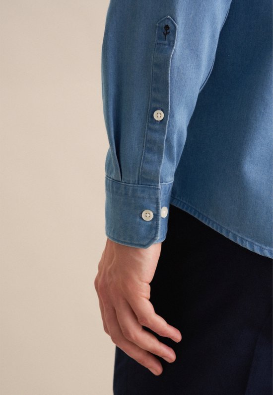 Chemise Seidensticker regular fit - sergé - bleu - sans repassage - Taille du cordon : 46