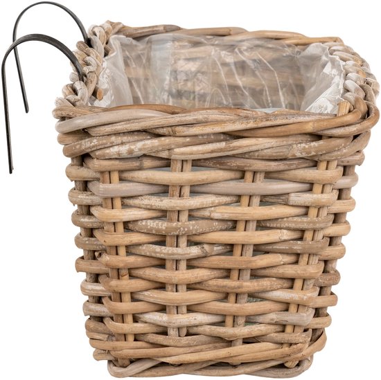 Jardinière suspendue en rotin Kubu - Finition naturelle | 60x20x23 cm