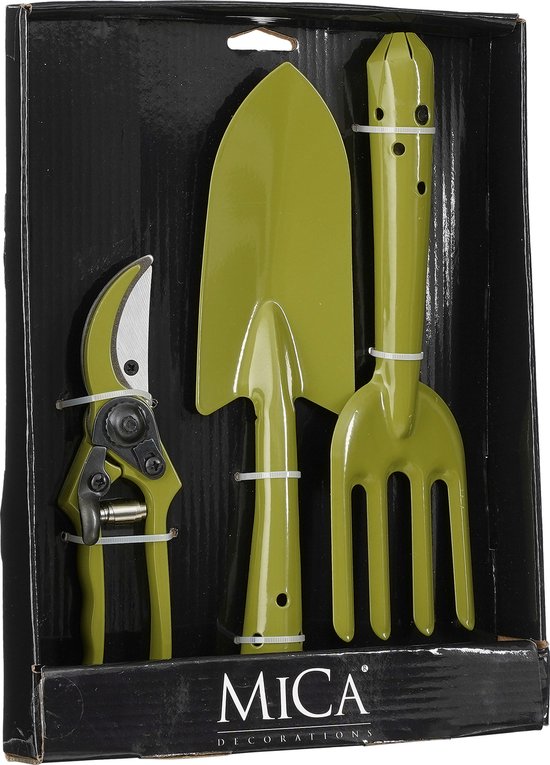 Mica Decorations Outils de jardin - Lot de 3 - Métal - Vert