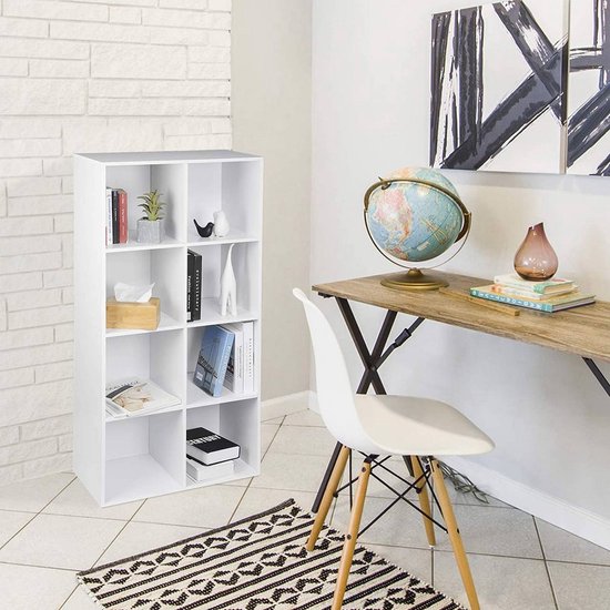Woltu bibliothèque huit compartiments - 60 x 121 x 29,5 cm - MDF blanc - modulaire - moderne
