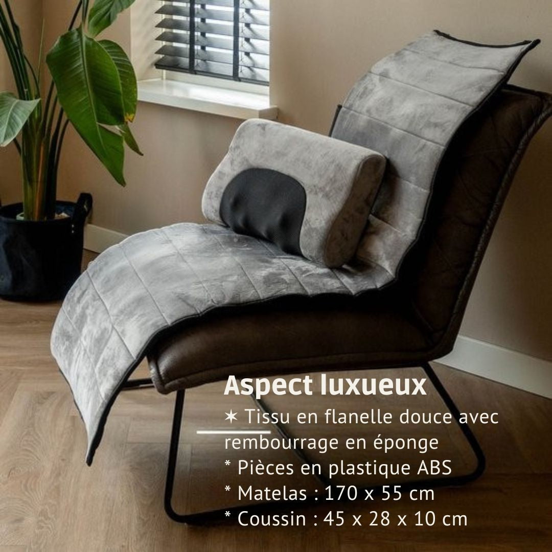 Matelas de massage électrique - BREND - Avec chaleur - 5 modes de vibration et 3 intensités - Coussin de massage - 170X55 cm - Gris