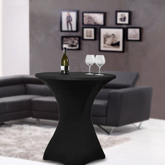 Infinity Goods 2x Stevige Statafel + 2x Zwarte Statafelrok - Partytafel - Robuust en Weersbestendig - Inklapbaar - 80cm x 110cm - Feest - Wit/Zwart