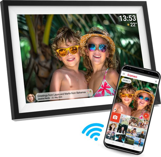 Cadre photo numérique Denver 10,1 pouces - HD - Frameo App - Cadre photo - WiFi - écran tactile IPS - 16 Go - PFF1016