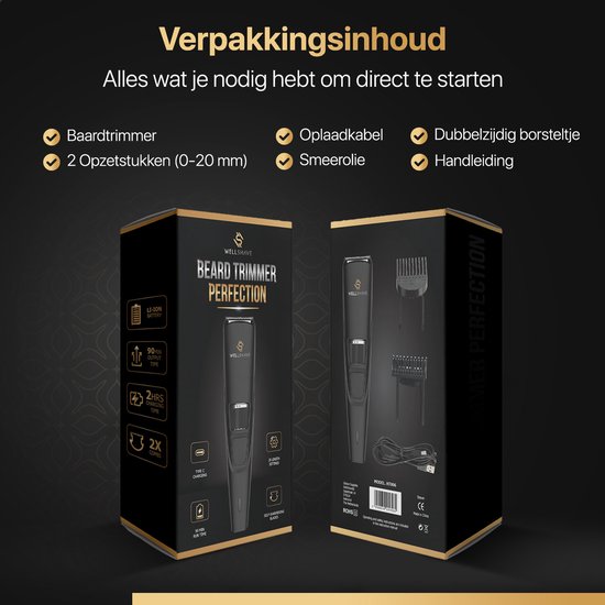 Wellshave Beard Trimmer Men Perfection - Tondeuse pour hommes - Tondeuse barbe et corps - Tondeuse cheveux hommes
