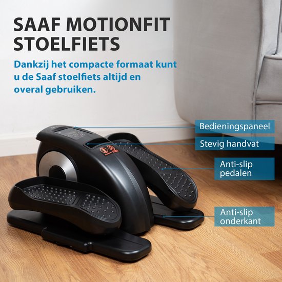 Saaf Motionfit Chair Bike - 12 niveaux - avec bandes de résistance - vélo d'exercice de bureau - pour adultes - noir