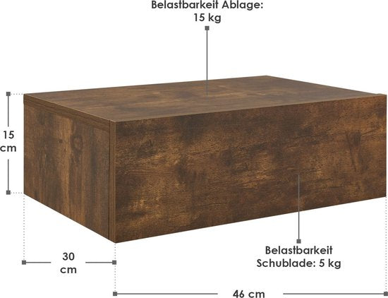 Table de nuit flottante - Couleur bois - Tiroir inclus - Lot de 2
