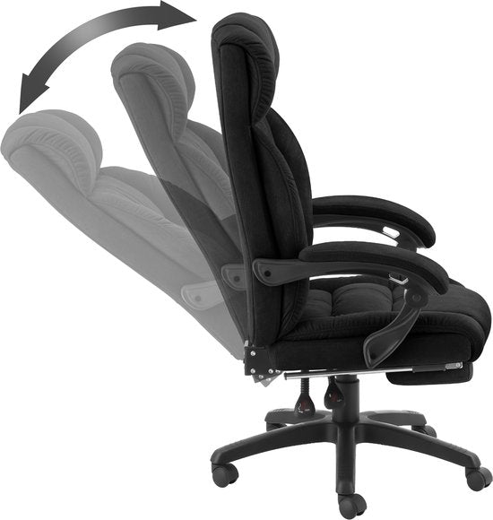 tectake® Luxury Office Chair - Chaise de direction ergonomique avec repose-pieds et repose-tête - Chaise de bureau ou de bureau avec revêtement en velours épais - Chaises de bureau pour adultes - Rotation douce, avec roulettes - Dossier et hauteur réglabl