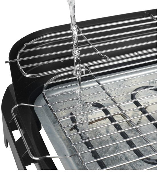 Barbecue électrique - Princess 112250 Barbecue électrique avec étagères latérales - BBQ - 40x25cm - Utilisable avec et sans support - Avec étagères latérales - Utilisable également comme grill de table - 2200W