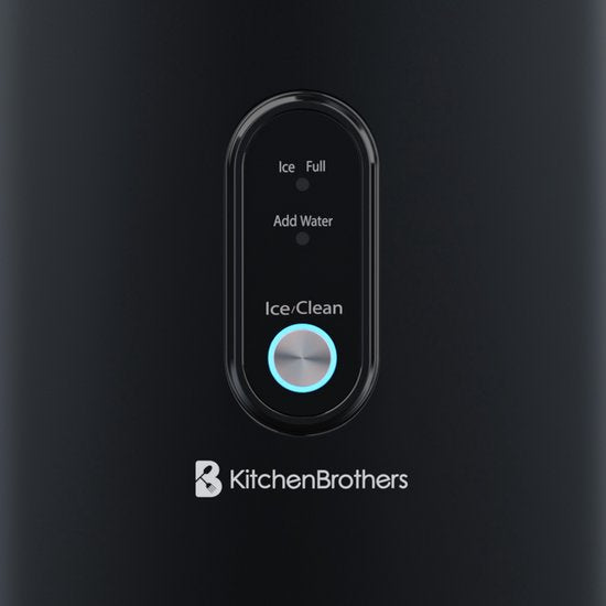 KitchenBrothers Nugget Ice Cube Maker - 1.1L - Machine à glace pilée avec pelle à glace - Portable - 15kg/24 heures - Noir