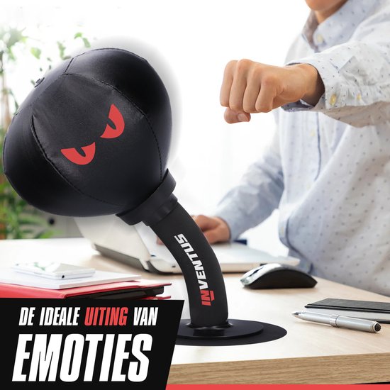 Inventus Boxing Ball PeakPunch - Avec ventouse - Mini-bâton de boxe - Anti-stress - Accessoires de jeux - Cadeau de Noël - Boxe réflexe balle anti-stress - Enfants et adultes - Noir