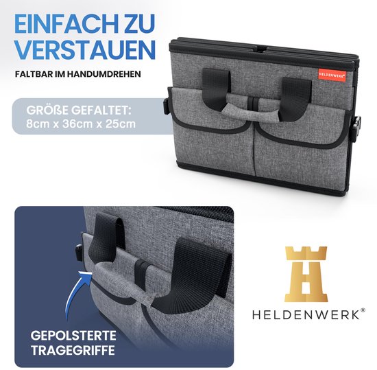 HELDENWERK Organisateur de bottes premium avec couvercle, robuste et antidérapant - Sac à bottes pliable, grand avec double fond - Coffre, boîte d'organisation de bottes