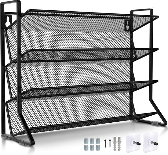 Soothe Spice Rack Standing and Hanging for 24 Spice Jars - 4 Layers - Spice Organiser - Spice Rack - Noir