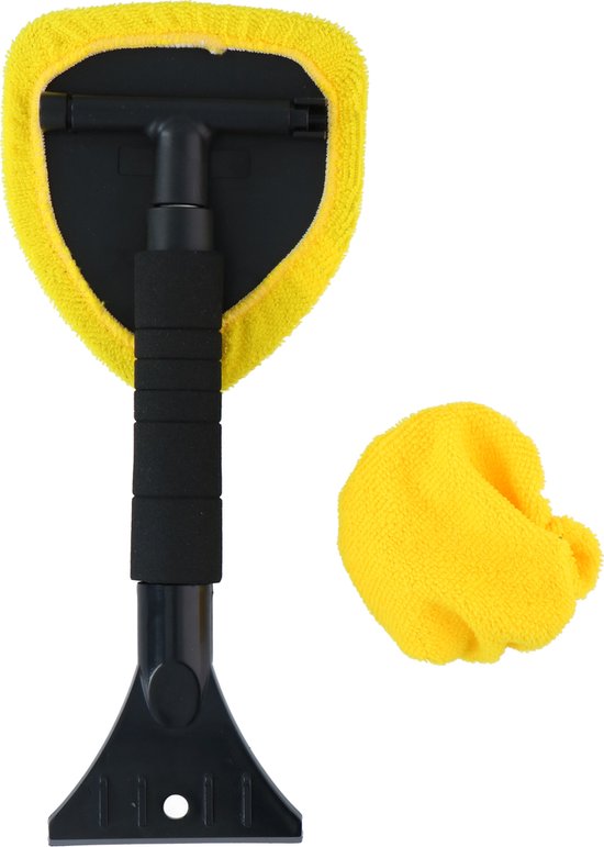 Dunlop Ice Scraper with Trigger - Telescopic Pole 32 to 49 CM - Soft Grip - Including 2 Microfibre Wipes