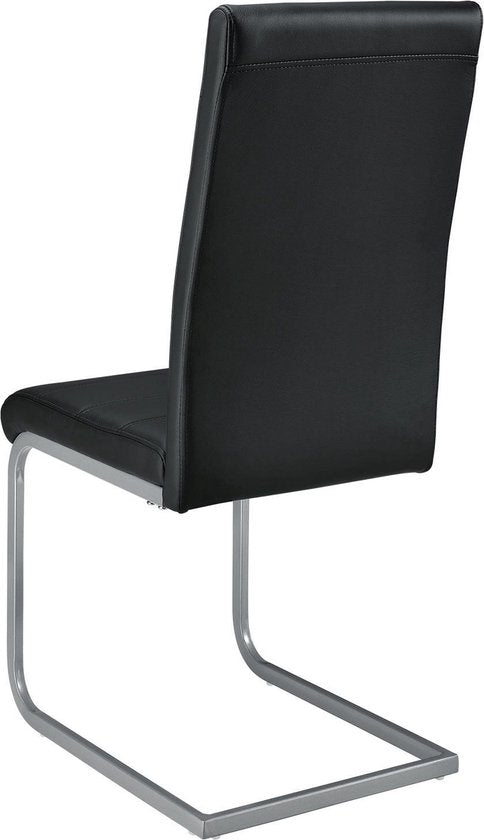 2 Chaises de salle à manger / chaise - Vegas - Cuir synthétique - Noir