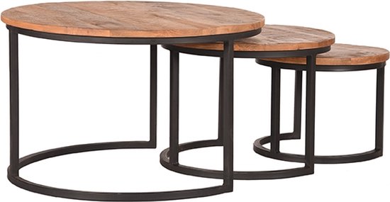 Set Triplet Table basse LABEL51- Naturel - 60 cm - Rond - Bois