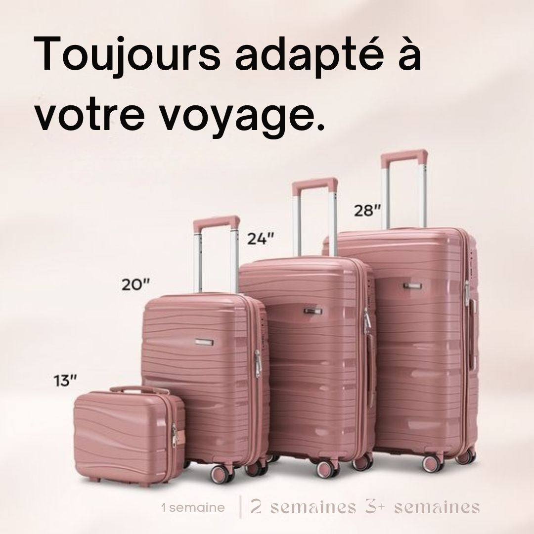 Valise de voyage moyenne 24 pouces - SKYCASES Travelin' Charm - Serrure numérique - 41x24x69 cm - 68L - Légère, imperméable et durable - Rose