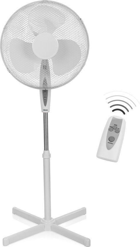 Ventilateur de table 40 cm - Avec télécommande et minuterie - 3 vitesses - Réglable en hauteur - Tristar VE-5898 - Blanc